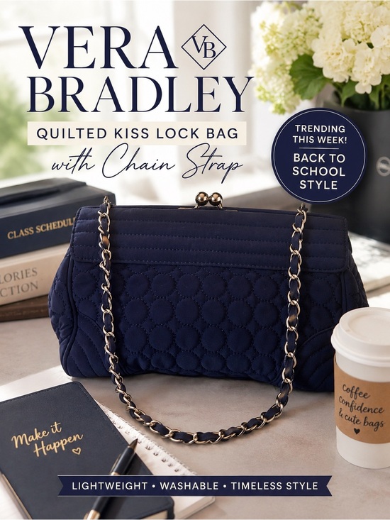 Vera Bradley Handbags - Vera Bradley Quilted Kiss Lock Bag with Chain Strap